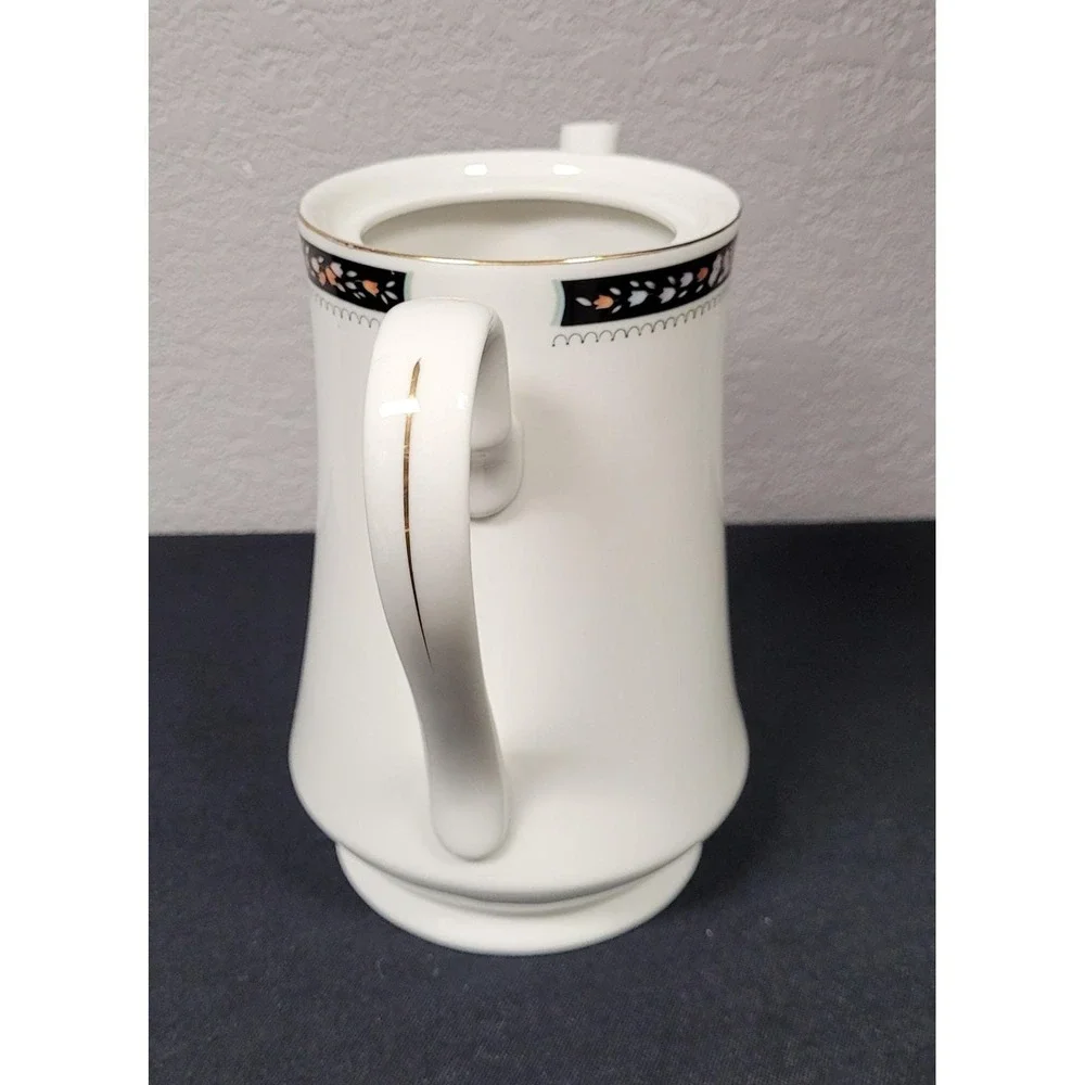 Silverie Fine China Tea Pot Coffee Pot with Lid (SIV11 Pattern) Vintage 1980s